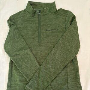 Boys Vineyard Vines Saltwater Quarter Zip in green size M
